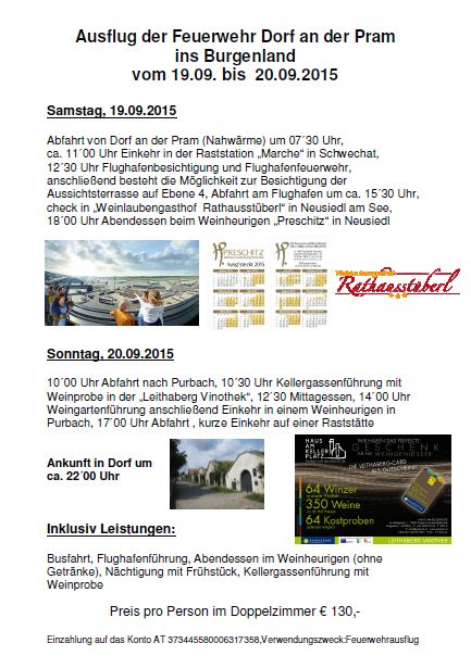 Ausflug Burgenland 2015 Programm